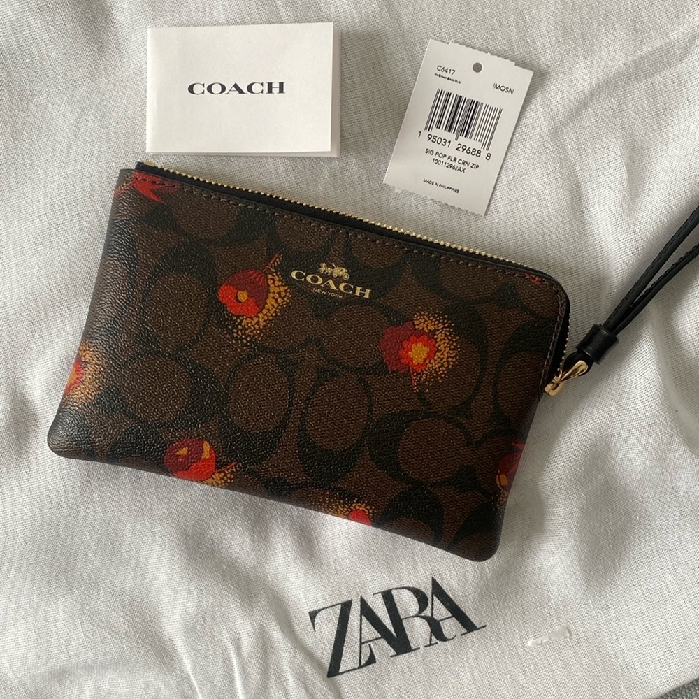 Zara Dark Brown Tote with Orange Lining - Picture 3 of 4